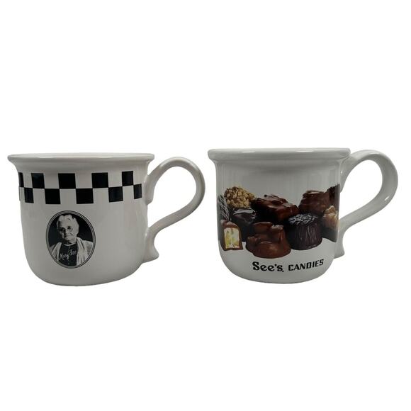 Vintage See’s Candies Candy Truffles And Mary See Coffee Cup Mug Lot Of 2 - Picture 1 of 10